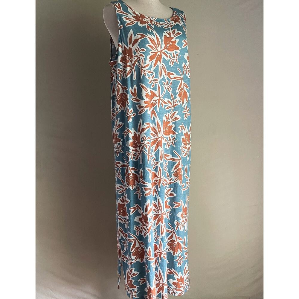 Naturals by d & Co Blue and Coral Sleeveless Dress. Size Large. Great condition.